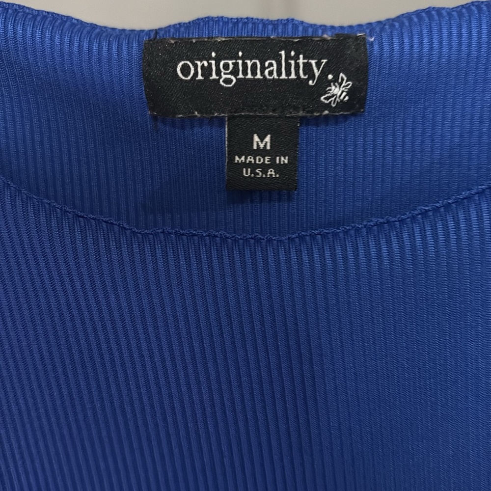 Originality Blue Ribbed Tank Top - Picture 3 of 4